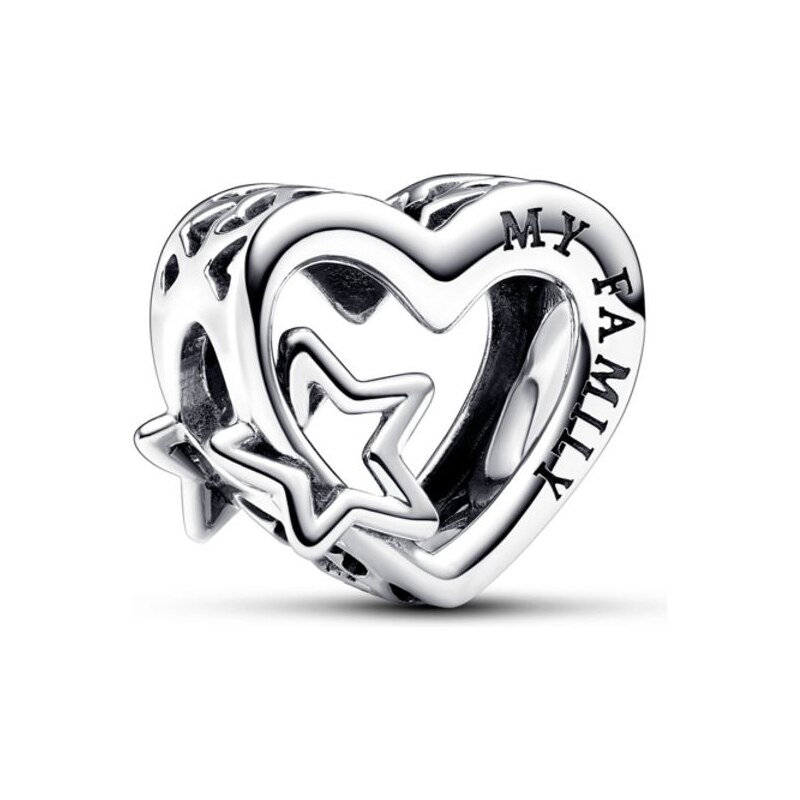 PANDORA přívěsek Děrované rodinné srdce a hvězdy 92572615