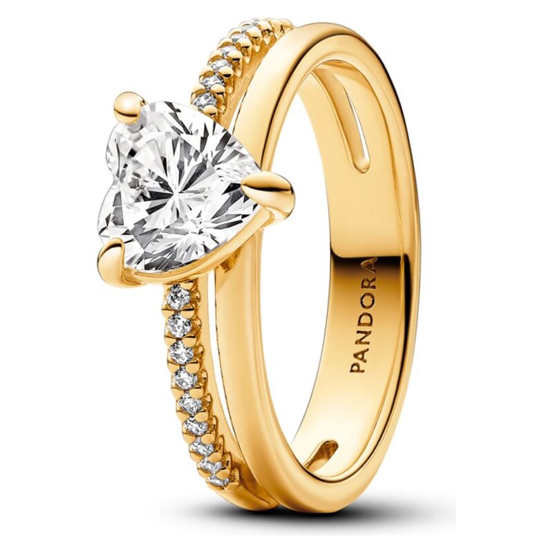 PANDORA dvoupásmový prsten se srdcem 92572667