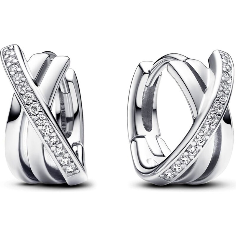 PANDORA kruhové náušnice Překřížené pavé 92572682