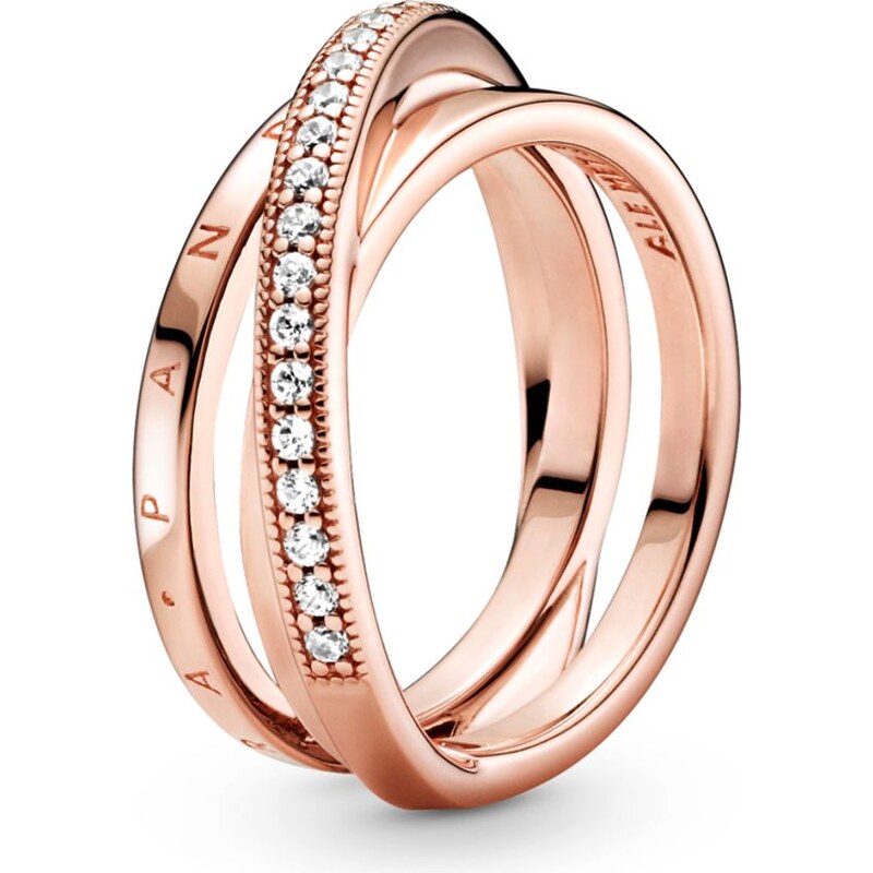 PANDORA prsten Překřížené tři pavé kroužky 92658235