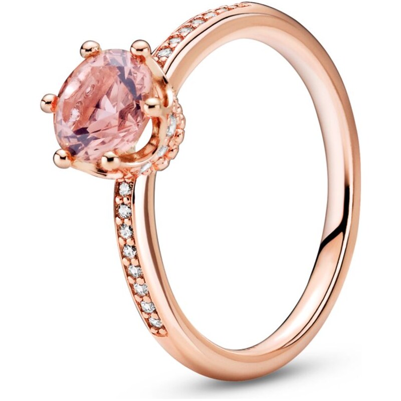 PANDORA Solitérní prsten Růžová třpytivá korunka 92658242