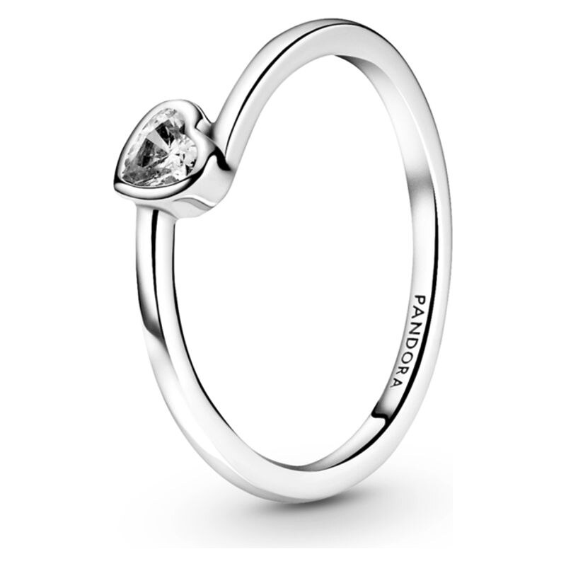 PANDORA prsten Čiré nakloněné srdce 92658261
