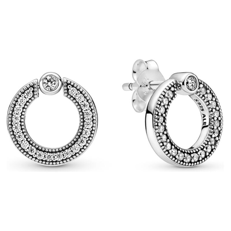 PANDORA Otočné kruhové cvočky osázené s logem 92658294