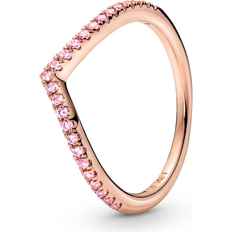 PANDORA prsten Růžové třpytivé přání 92658364