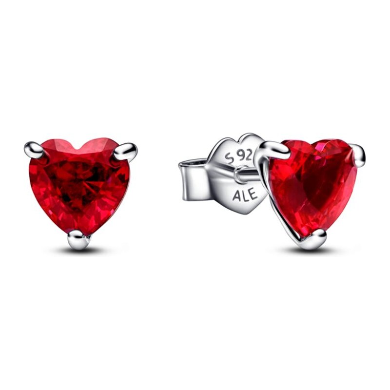PANDORA náušnice s červeným srdcem 92658463