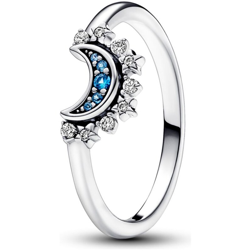 PANDORA prsten Nebesky modrý třpytivý měsíc 92658546