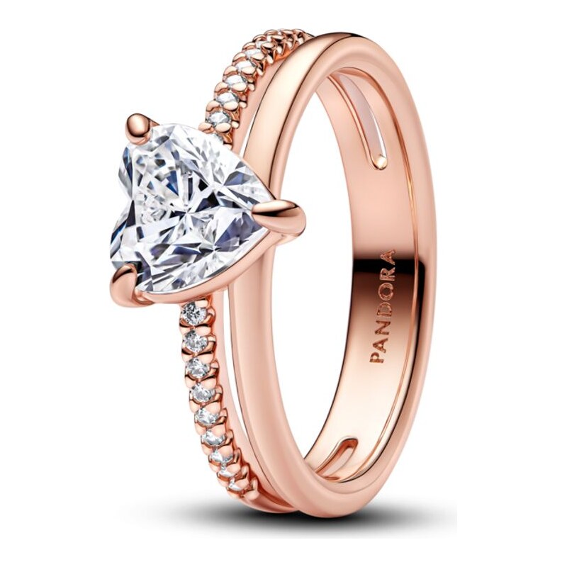 PANDORA Dvoupásmový prsten se srdcem 103245980