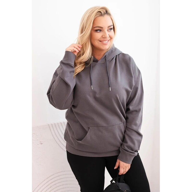 MladaModa Bavlněná oversize mikina s kapucí a klokankou model