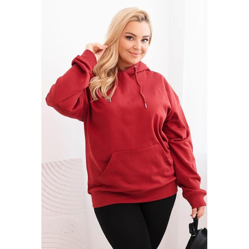MladaModa Bavlněná oversize mikina s kapucí a klokankou model