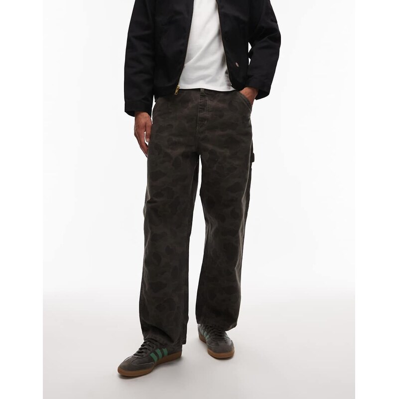 Carhartt WIP duck single knee straight leg trousers in dark grey