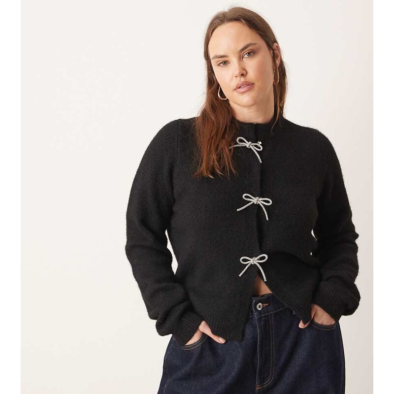 ASOS Curve ASOS DESIGN Curve diamante bow front cardigan in