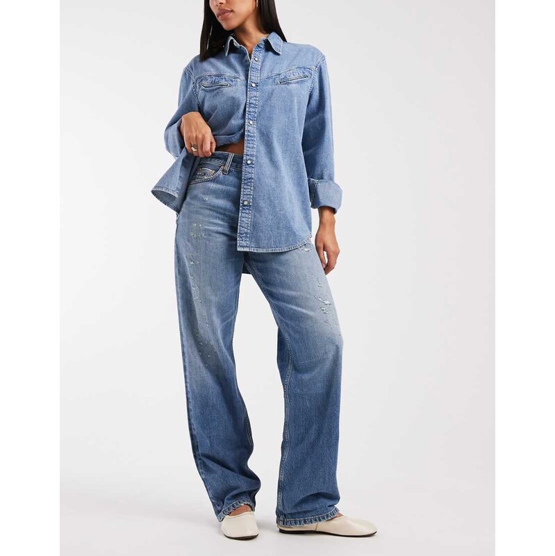 Tommy Jeans Layla high rise slim straight jeans in light wash-Blue 110611272