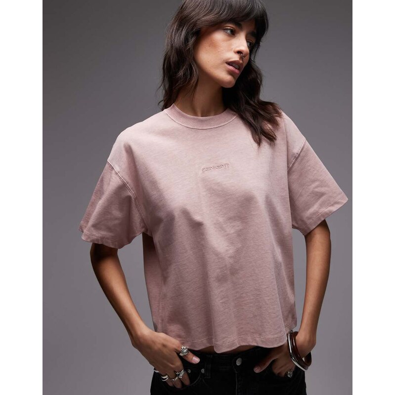 Carhartt WIP benton t-shirt in washed pink 110611433