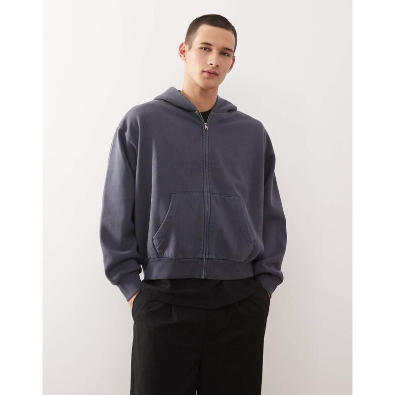 Weekday oversized zip through hoodie in navy