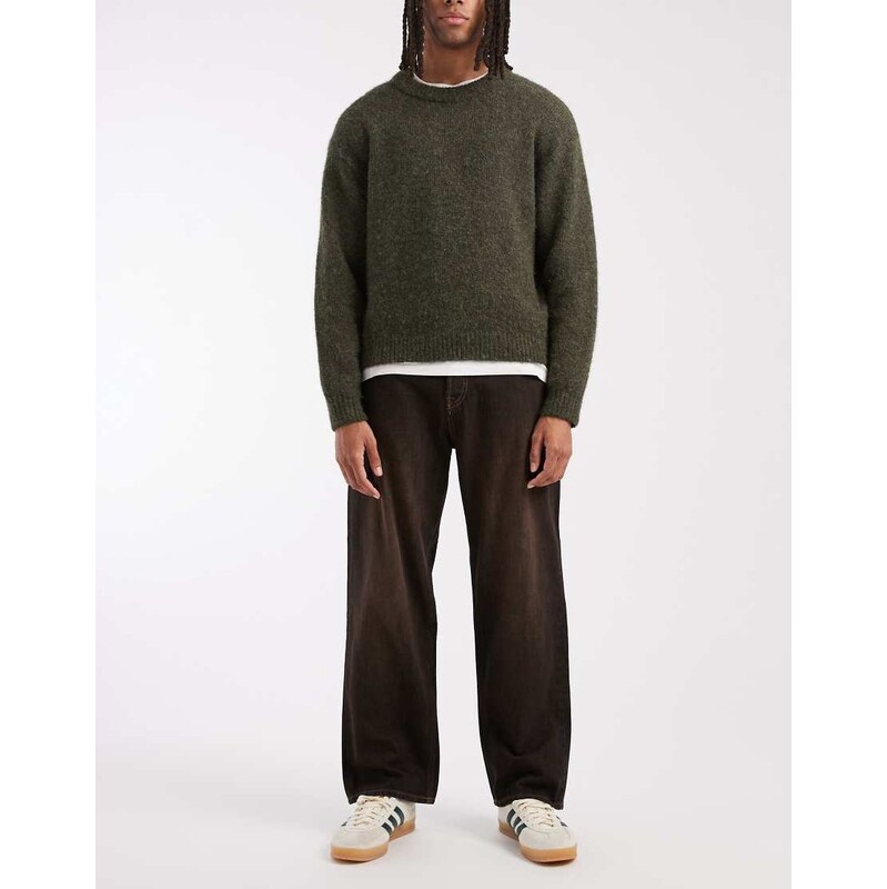 Jack & Jones Alex baggy jeans with brown tint in black