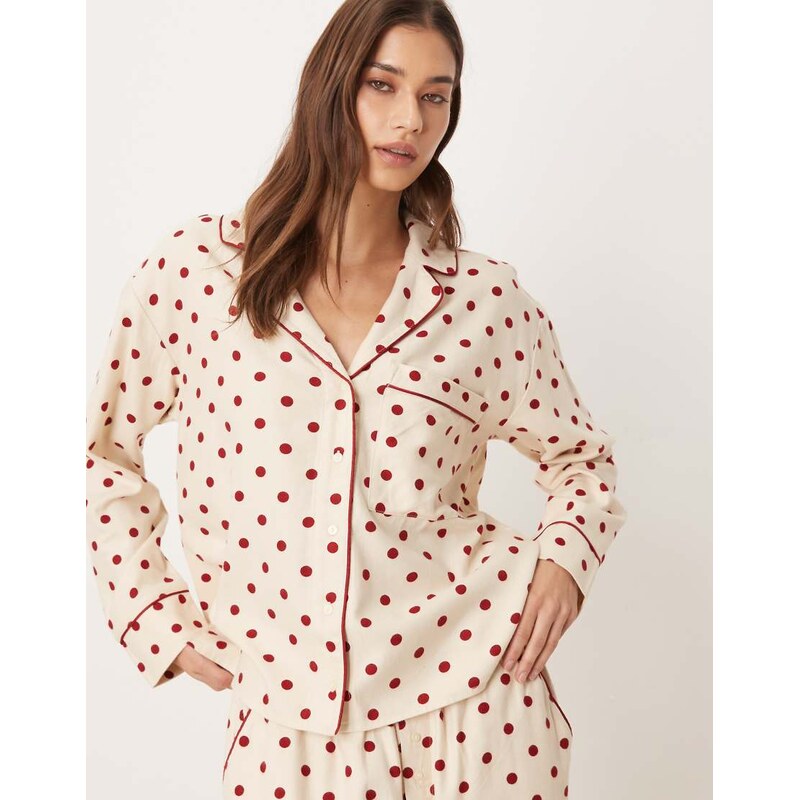 Abercrombie & Fitch flannel long sleeve pyjama shirt co-ord in red 110611446
