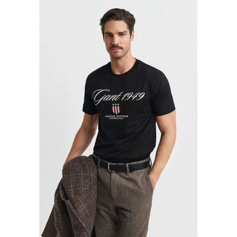TRIČKO GANT GRAPHIC SS T-SHIRT BLACK