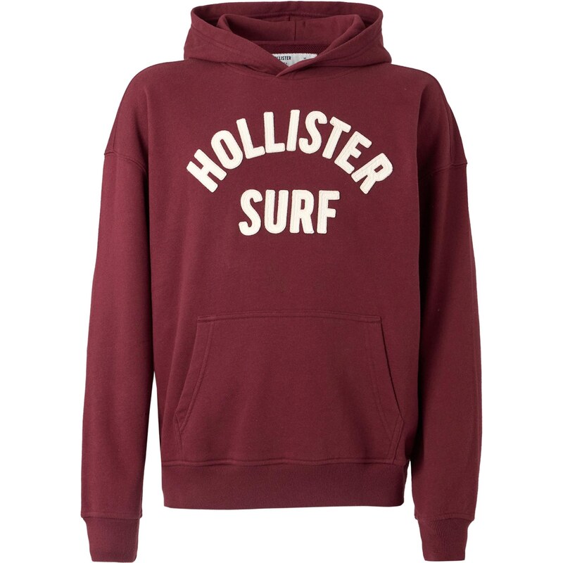 HOLLISTER Mikina burgundská červeň / bílá