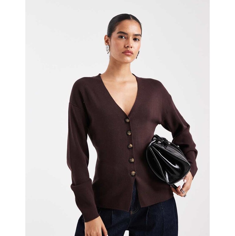 ONLY buttons details cardigan in chocolate brown