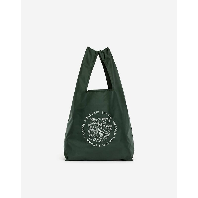 ARKET Cafe unisex printed tote shopper bag in dark green 110619927