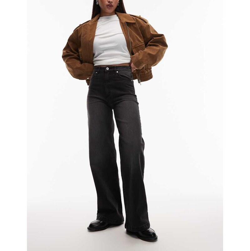 Abrand Jeans 94 high rise wide leg jeans in washed black 110619939