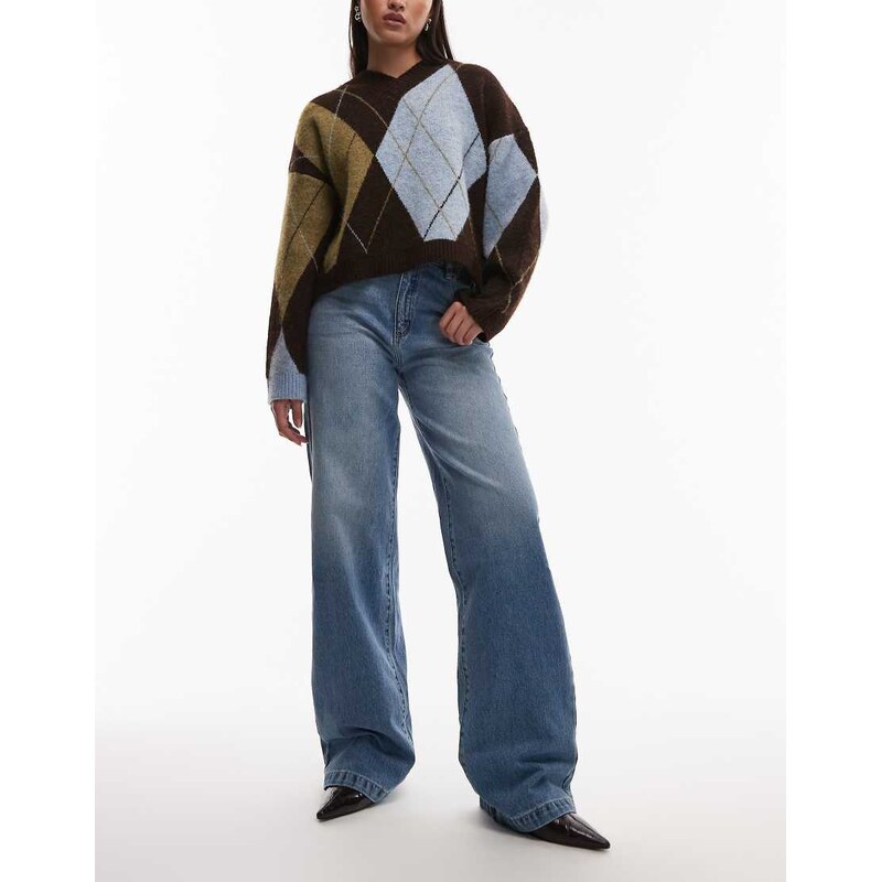 Abrand Jeans 94 high rise wide leg paloma jeans in mid blue 110619961