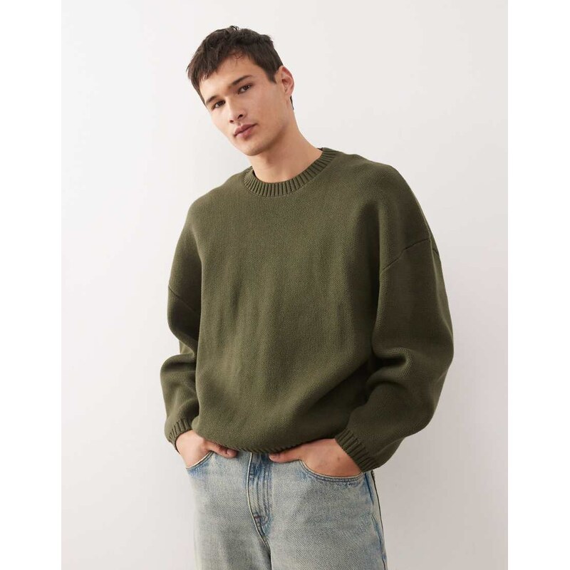 Weekday oversized jumper in khaki-Green