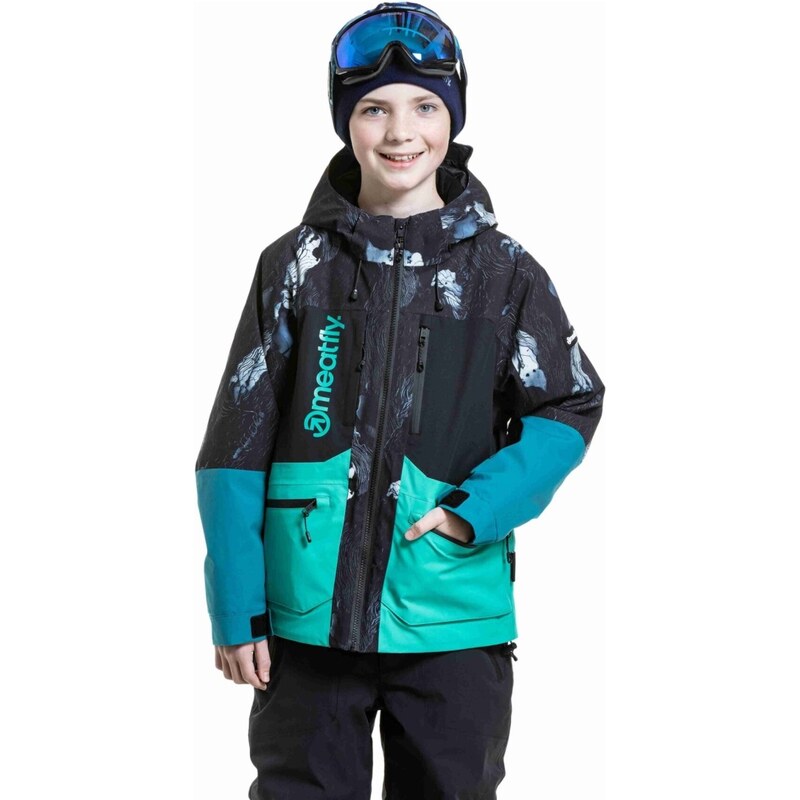 Dětská SNB & SKI bunda Meatfly Bangito černá/tyrkysová
