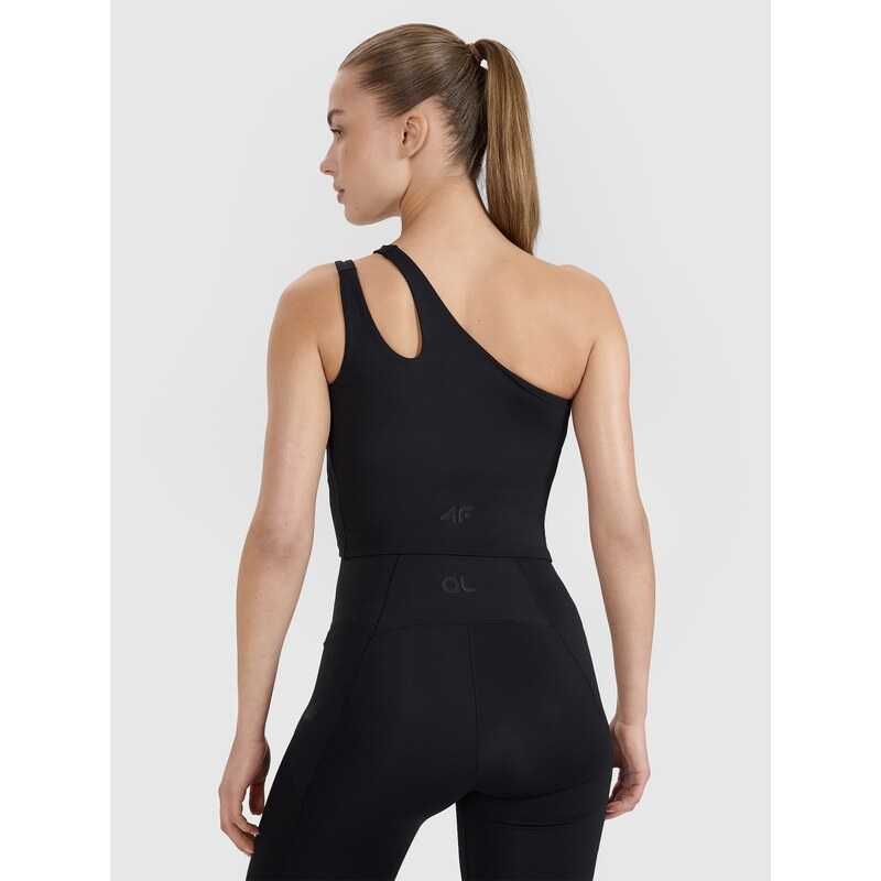 Sportovní crop top na jedno rameno 4F x Anna Lewandowska - černý