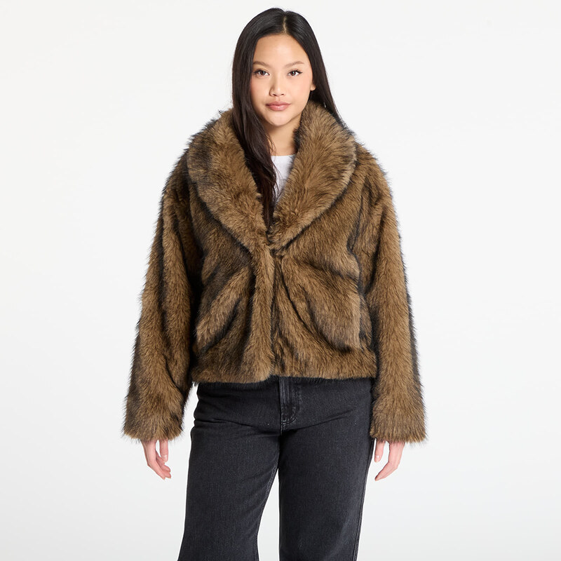 Bunda Urban Classics Ladies Short Faux Fur Jacket Brown/ Black S