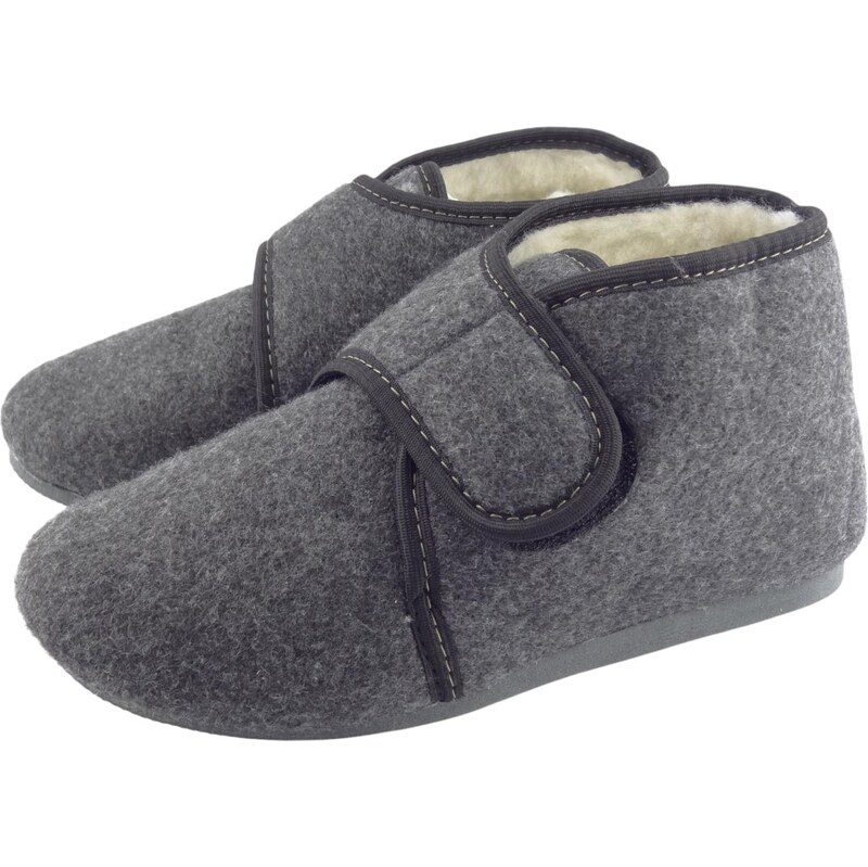 Bačkory na velcro šedá černé obšití 110634769