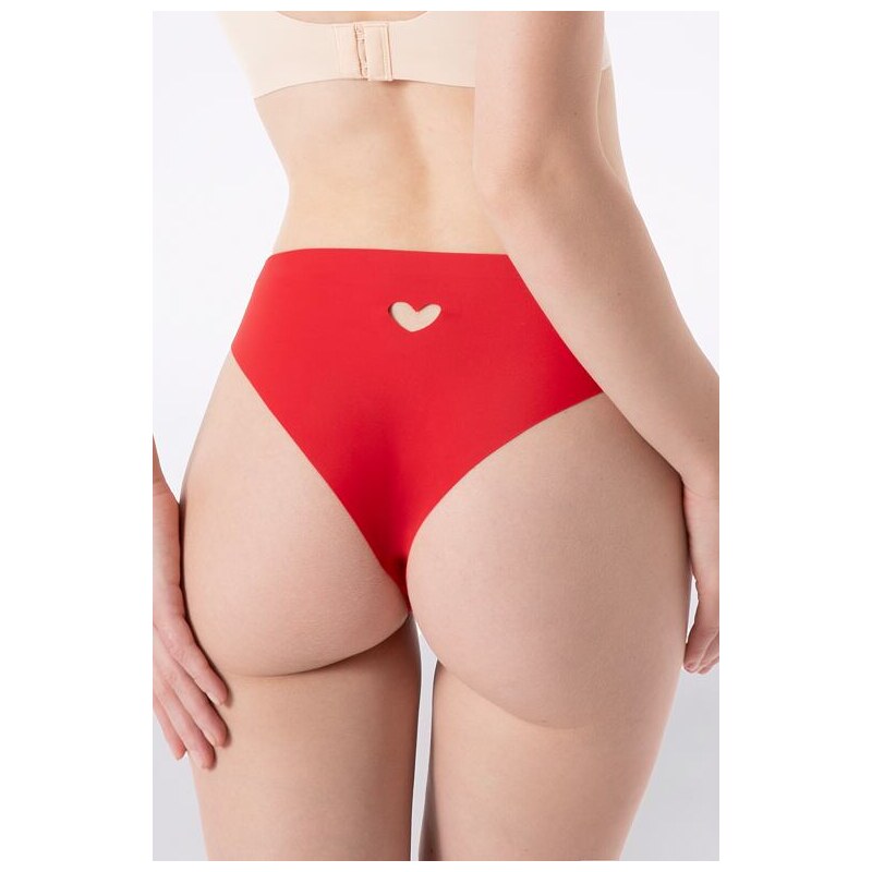 Julimex Bezešvé kalhotky Heart Simple Brasil červené 110634930