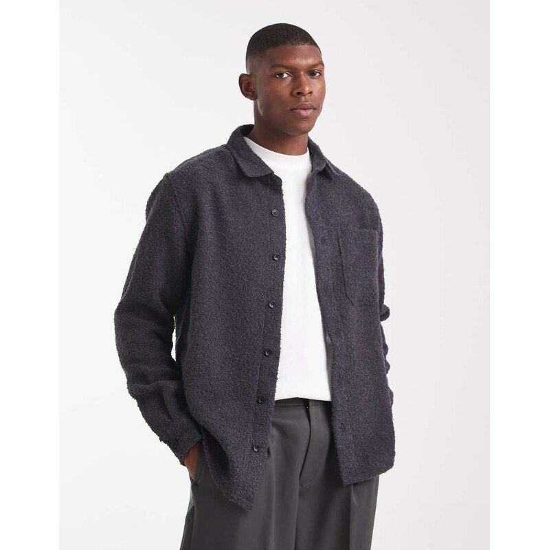 ASOS DESIGN boucle overshirt in grey