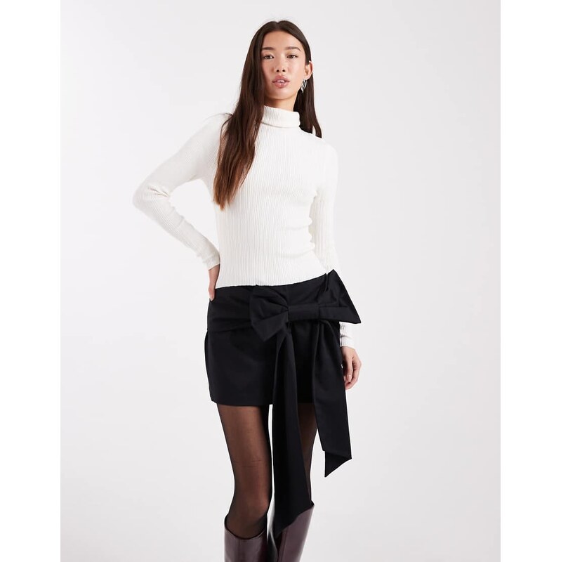 Miss Selfridge extreme bow party mini skirt in black - BLACK