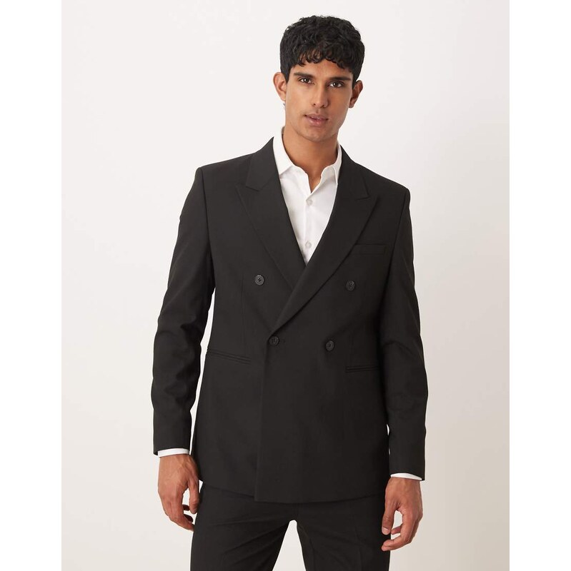 ASOS DESIGN double breasted regular suit jacket in black