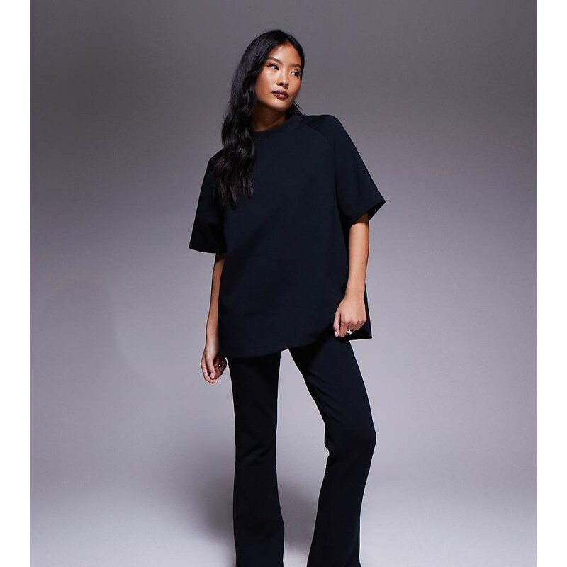 ASOS Petite ASOS DESIGN Petite co-ord interlock flared jogger in black 110637172
