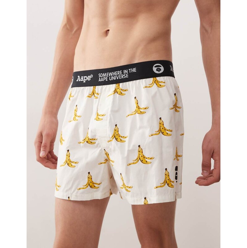 Aape by A Bathing Ape boxers in white with banana print-Multi 110637174