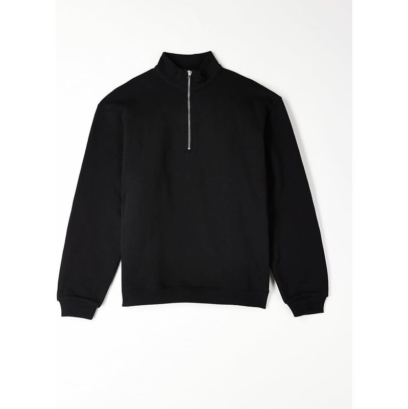 ASOS DESIGN premium heavyweight half zip sweatshirt in 400gsm in black 110961001