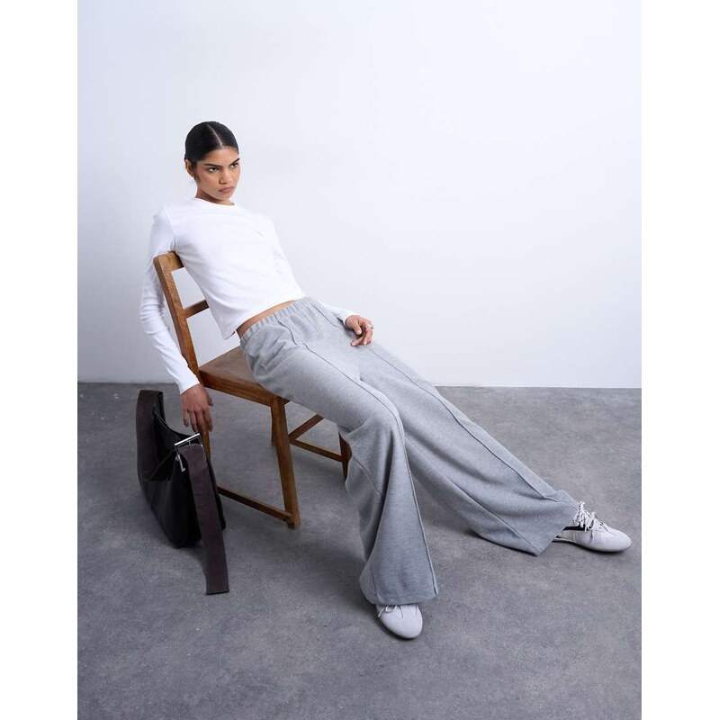 Topshop soft touch brushed pintuck trousers in grey