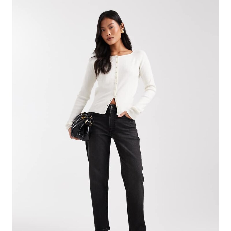 ASOS Petite ASOS DESIGN Petite slim fit mom jeans in black 115515866