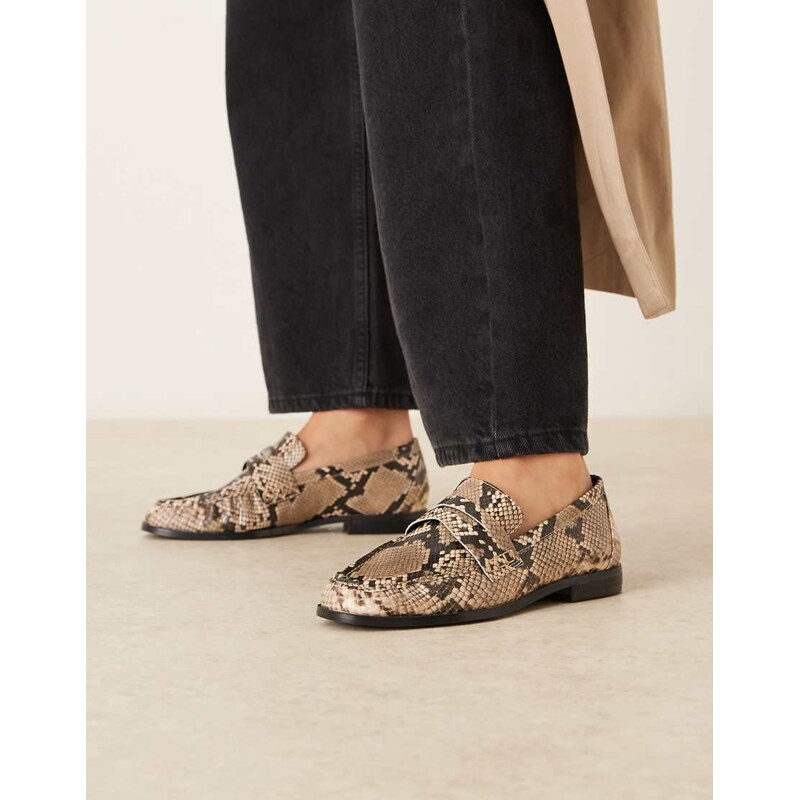 ASOS DESIGN Minnie ruched detail loafer in snake-Multi