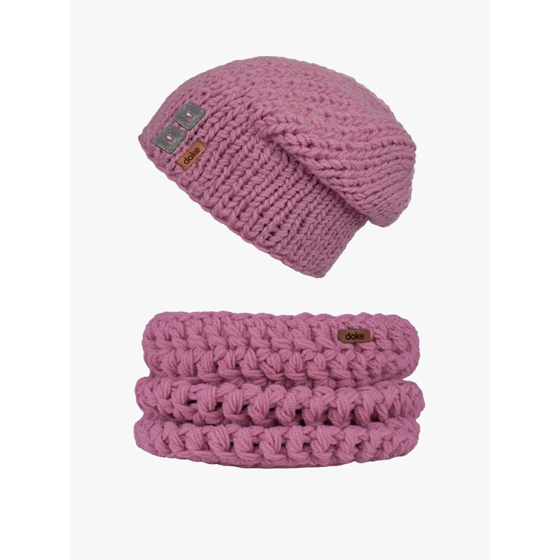 DOKE Set pletená čepice B lilac