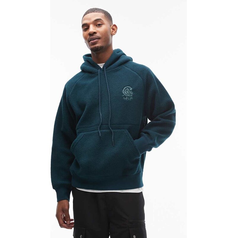 Carhartt WIP helix fleece oversized pullover hoodie in dark green 110638959
