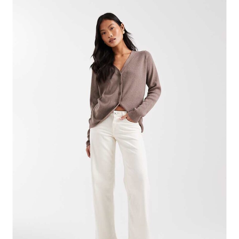 ONLY Petite Judy low rise wide leg jeans in ecru-White