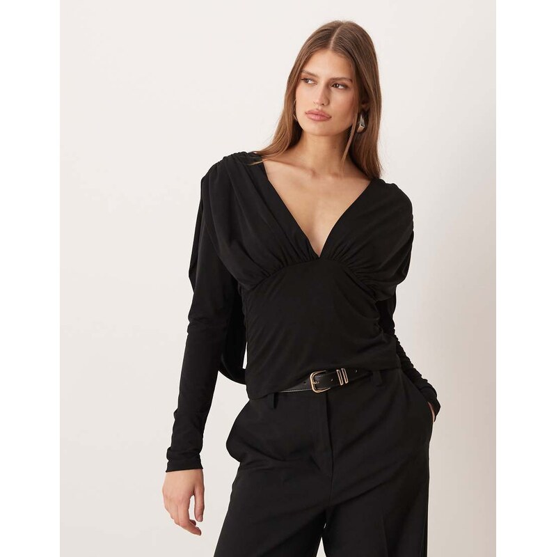 Gina Tricot draped back top in black