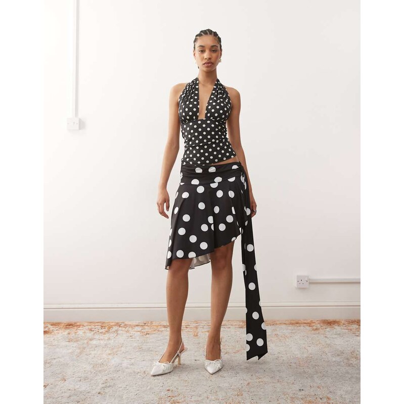 Lioness Safari slinky waist drape detail asymmetric midi skirt