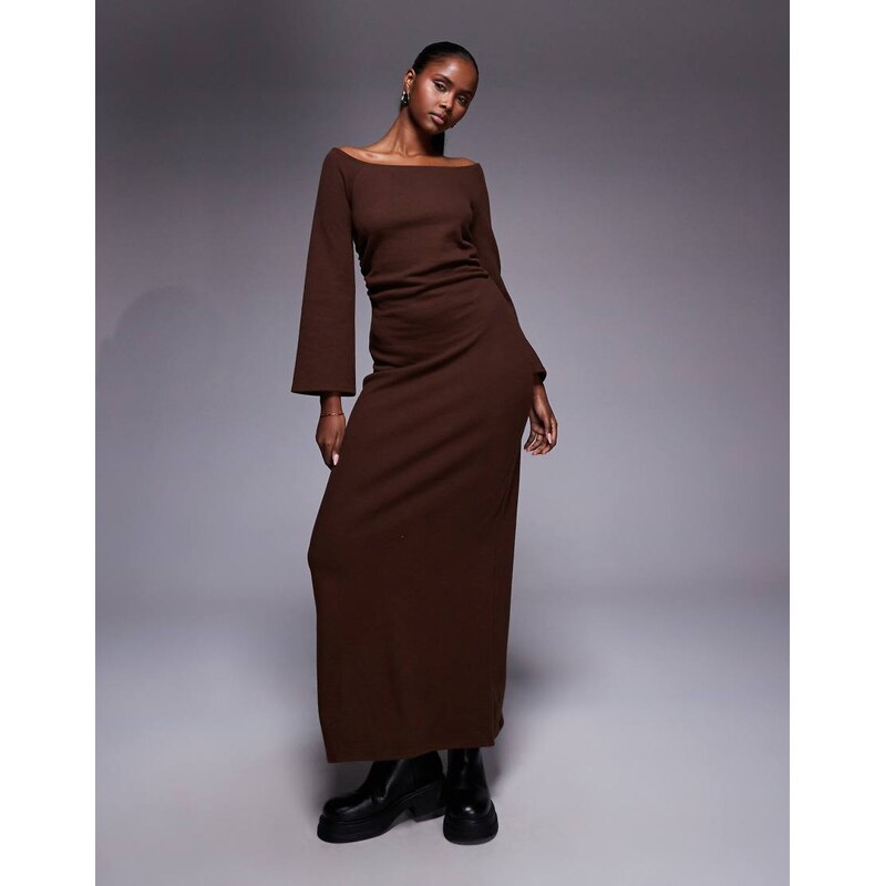 ASOS DESIGN supersoft lace insert long sleeve maxi dress in