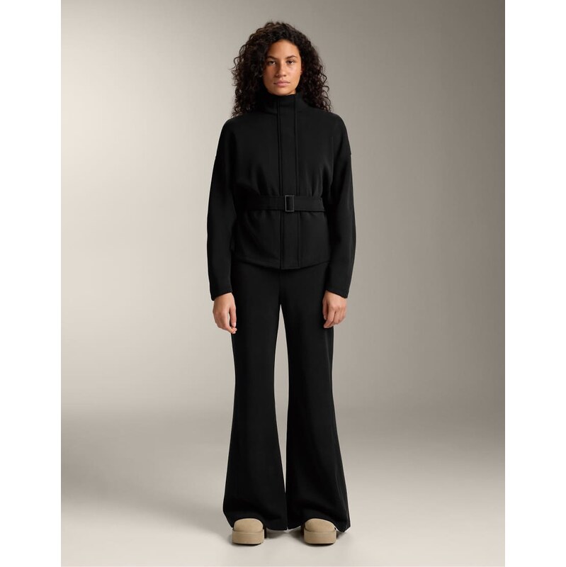 OYSHO Super high-rise flare trousers with brushed modal in black 115529539