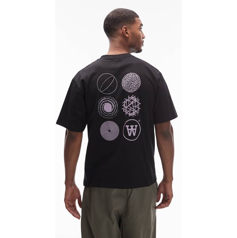 Double A By Wood Wood liam back print t-shirt in black