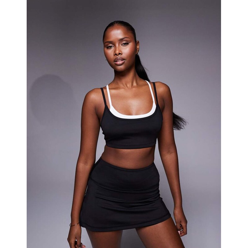 4505 Tennis active double layer light support sports bra in black and 110637209